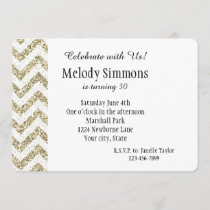 Gold Faux Glitter Chevron Kaart