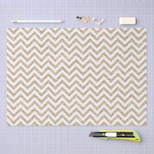 Gold Faux Glitter Chevron Tissuepapier (Craft)