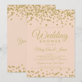Gold Faux Glitter Confetti Couple's Shower Blush Kaart (Voorkant / Achterkant)