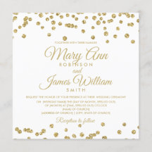 Gold Faux Glitter Confetti Elegant Huwelijk Wit