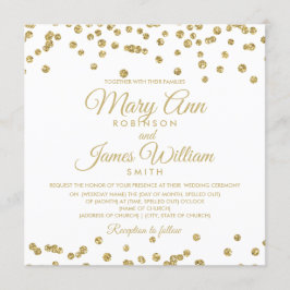 Gold Faux Glitter Confetti Elegant Huwelijk Wit Kaart