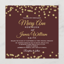Gold Faux Glitter Confetti Elegant Wedding Marsala
