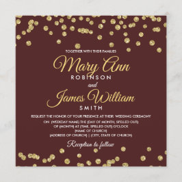 Gold Faux Glitter Confetti Elegant Wedding Marsala Kaart