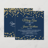 Gold Faux Glitter Confetti Elegant Wedding Navy Kaart (Voorkant / Achterkant)