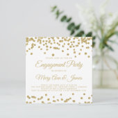 Gold Faux Glitter Confetti Engagement Party - Whit Kaart (Staand voorkant)
