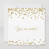 Gold Faux Glitter Confetti Engagement Party - Whit Kaart (Achterkant)