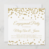 Gold Faux Glitter Confetti Engagement Party - Whit Kaart (Voorkant)