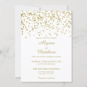 Gold Faux Glitter Confetti Luxury Modern Wedding Kaart