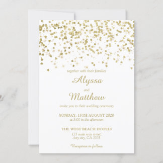 Gold Faux Glitter Confetti Luxury Modern Wedding Kaart