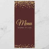 Gold Faux Glitter Confetti Marsala Menu (Achterkant)