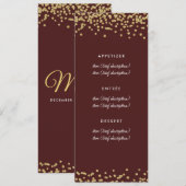 Gold Faux Glitter Confetti Marsala Menu (Voorkant / Achterkant)