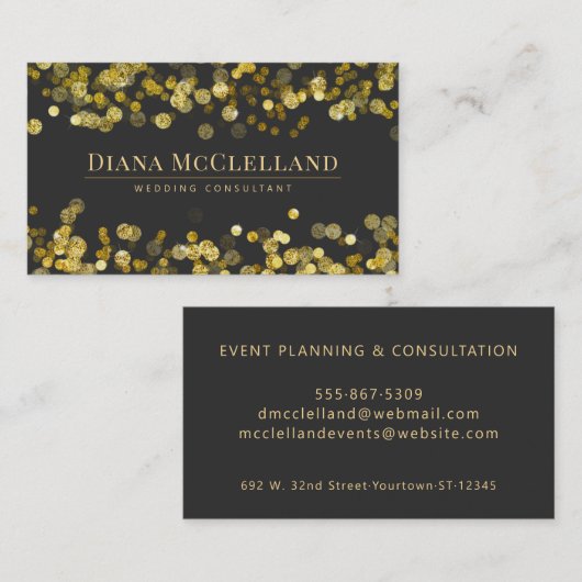 Gold Faux Glitter Confetti | Modern Glitz Visitekaartje (Voorkant / Achterkant)
