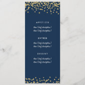 Gold Faux Glitter Confetti Navy Blue Menu (Voorkant)