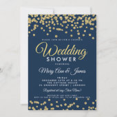 Gold Faux Glitter Confetti Navy Couple's Shower Kaart (Voorkant)