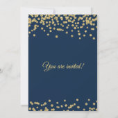 Gold Faux Glitter Confetti Navy Couple's Shower Kaart (Achterkant)