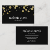 Gold Faux Glitter-Confetti op zwart Visitekaartje (Voorkant / Achterkant)
