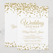 Gold Faux Glitter Confetti White Couple's Shower Kaart (Voorkant / Achterkant)
