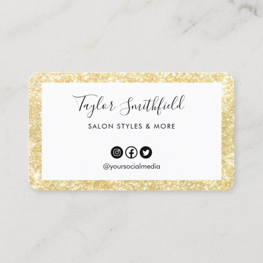 Gold Faux Glitter Custom Loyalty Kaart Visitekaartje (Achterkant)