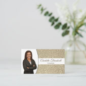 Gold Faux Glitter Custom Professional Head Shot Visitekaartje (Staand voorkant)