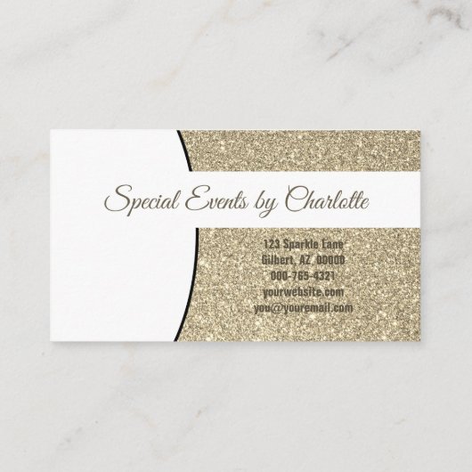 Gold Faux Glitter Custom Professional Head Shot Visitekaartje (Achterkant)