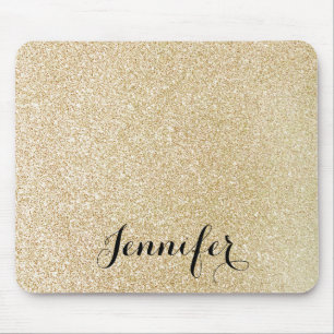 Gold Faux Glitter Custom Script Name Muismat