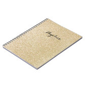 Gold Faux Glitter Custom Script Name Notitieboek (Linkerzijde)