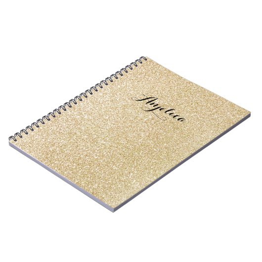 Gold Faux Glitter Custom Script Name Notitieboek (Linkerzijde)