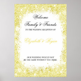 Gold, Faux Glitter, Custom, Weddenschap Welcome Poster