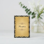 Gold FAUX Glitter Damask, Scroll Enclosure Card Informatiekaartje (Staand voorkant)