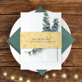 Gold Faux Glitter Embellishing Wedding Uitnodigingen Wikkel