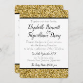 Gold Faux Glitter Evening Kaart (Voorkant / Achterkant)