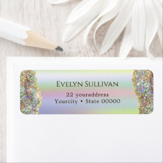 Gold faux glitter faux folie Return Address Label