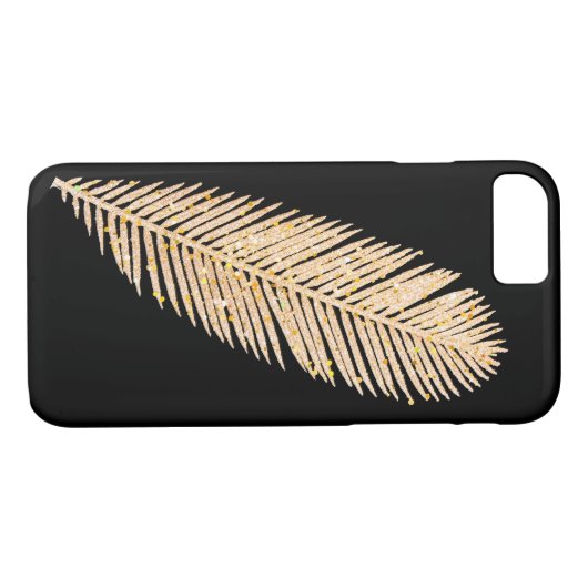 Gold Faux Glitter Feather Case-Mate iPhone Case (Achterkant (Horizontaal))