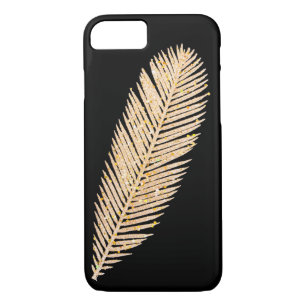 Gold Faux Glitter Feather iPhone 8/7 Hoesje
