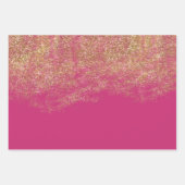 Gold Faux Glitter Girly Pink Sparkle Inpakpapier Vel (Voorkant 3)