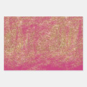 Gold Faux Glitter Girly Pink Sparkle Inpakpapier Vel (Voorkant)