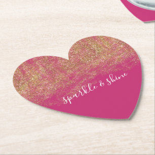 Gold Faux Glitter Girly Pink Sparkle Kartonnen Onderzetters