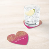 Gold Faux Glitter Girly Pink Sparkle Kartonnen Onderzetters (Insitu)