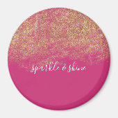 Gold Faux Glitter Girly Pink Sparkle Magneet (Voorkant)