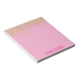 Gold Faux Glitter Girly Pink Sparkle Notitieblok