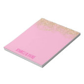 Gold Faux Glitter Girly Pink Sparkle Notitieblok (Linkerzijde)