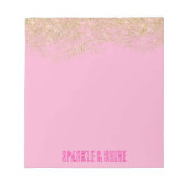 Gold Faux Glitter Girly Pink Sparkle Notitieblok (Voorkant)
