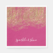 Gold Faux Glitter Girly Pink Sparkle Servet (Voorkant)
