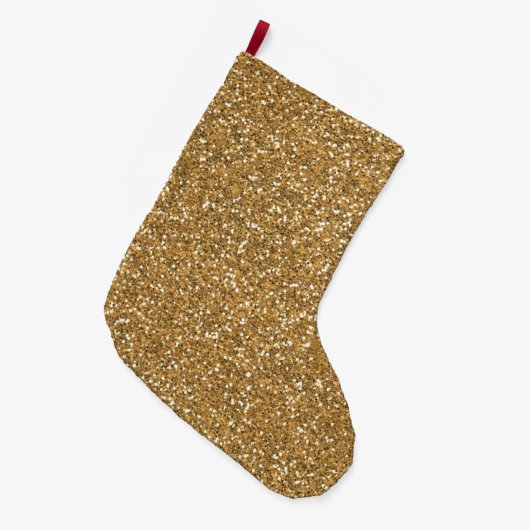 Gold Faux Glitter Grote Kerstsok (Voorkant (Hangend))