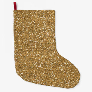 Gold Faux Glitter Grote Kerstsok