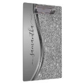 Gold Faux Glitter Handwritten Name Metal Monogram  Klembord (Rechts)