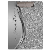 Gold Faux Glitter Handwritten Name Metal Monogram  Klembord (Voorkant)