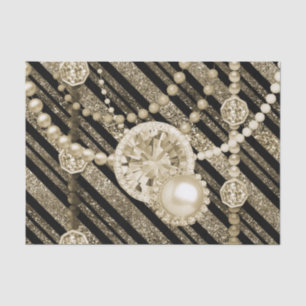 Gold Faux Glitter & Jewels Tissue Paper Tissuepapier