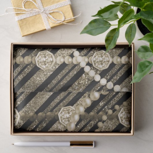 Gold Faux Glitter & Jewels Tissue Paper Tissuepapier (Geschenk)