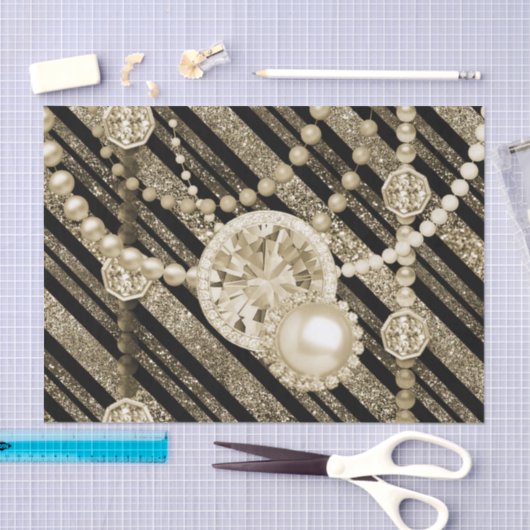 Gold Faux Glitter & Jewels Tissue Paper Tissuepapier (Craft)